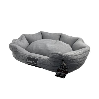 China Viable Orthopedic Comfortable Calming Nonwoven Fabric Dog Bed With Non-slip Bottom Machine Washable Dog Couch Bed for sale