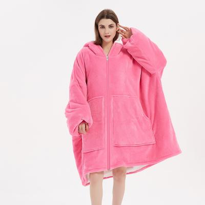 China PORTABLE Big Pocket Wholesale Sweater Custom Design Oversized Sherpa Soft Fleece Hoodie Blanket Sweatshirt for sale