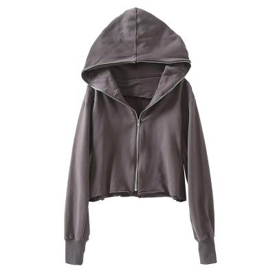 China Wholesale Ins Anti-Wrinkle Thin Short Pullover Women's Slim Sports Fleece Jacket Full Zip Hoodie for sale