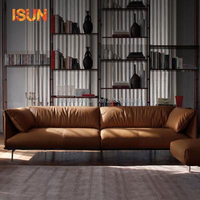 China Italian Style Minimalist Nordic Sofa Low Sofa Extended Leather Living Room Generation for sale