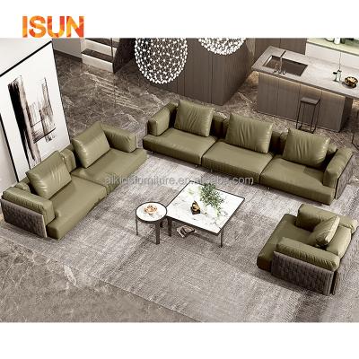 China Modern Italian Minimalist Genuine Leather Extended Sofa Living Room Nordic Luxury Design Sofa for sale