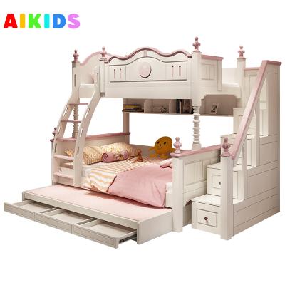 China Comfortable MDF slide kiddie girl princess bunk bed double bunk bed for students for sale