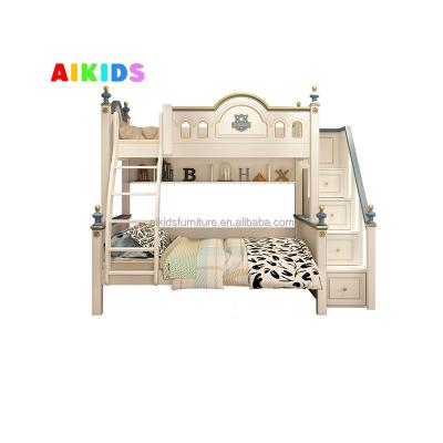 China Comfortable modern light luxury MDF upper and lower bunk beds French noble children's beds boys and girls for sale