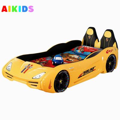 China Smart Comfortable Cartoon High Bed Car Kids Running Backrest 3D Ride Packing Bed Creative Kids Bed for sale