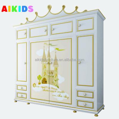 China (Other) Custom Solid Wood Eco-Friendly Adjustable Bedroom Kids Room Closet Storage Cabinet 4 Door Wardrobe for sale