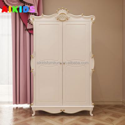 China (Other) Real Wooden Wardrobe Adjustable Is Contracted And Locker Girl Bedroom Children Europe Modern Type Princess Blinds Wardrobe for sale