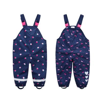 China Bachelor Waterproof Clothing Rain Outdoor Waterproof Pants For Kids Printed Navy Bib Muddy Trousers for sale