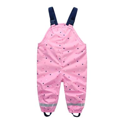 China Bachelorette Waterproof Clothing Kids Rain Waterproof Pants Outdoor Bib Printed Pants For Girls for sale