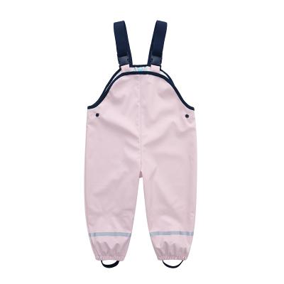 China Bachelor's Rainwear Kids Waterproof PU Rain Pants Outdoor Rain Gear Pants Cartoon Printed Bib Pants for sale