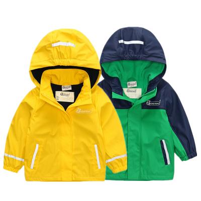 China Waterproof Kids Rain Jacket Baby Fleece Hooded Kids Outdoor PU Rain Jacket for sale