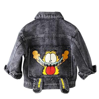 China Wholesale Viable Cartoon Top Fashionable Animal Embroidery Coat Boys Class Factory Factory Cool Denim Jackets For Toddler Kids for sale