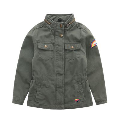 China Kids Jacket Solid Children's Jeans Jacket Kids Army Green Loose Casual Denim Jacket for sale