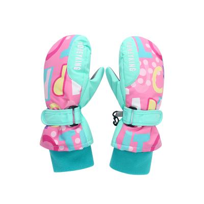 China Waterpoof OEM Customization Kids Boys and Girls Ski Gloves Novelty Printing Outdoor Waterproof Windproof Gloves for sale