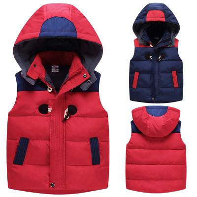 China Winter Windproof Vest Kids Boys Red Color Hand Filling Vest Black Stitching Warm Soft Clothing Wear for sale