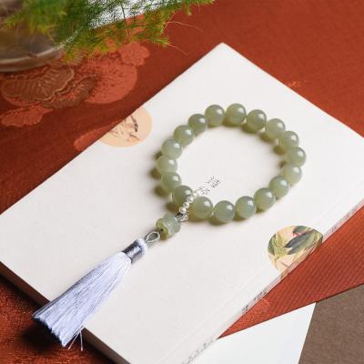 China Fashion Hot Selling Multi-Size Jade Bracelet Hetian Jade Hand Bracelet Round Shape Unisex Couple Bracelet Women Jade Chain Natural Hetian Jade Beads Pendant Brace for sale