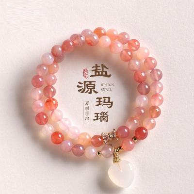 China Wholesale Multiple Color Natural Stone Bead Bracelet Healing Stone Agate Tiger Eye Gem Charm Lucky Bead Charm Bracelet Women for sale