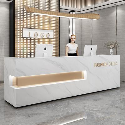 China Customized luxury one-piece expandable service reception desk counter cashiner desk for sale