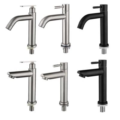 China Faucets Stainless Steel Basin Faucet Single Handle Cold Water Single Handle Bathroom Sink Faucet for sale