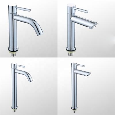 China 304 Stainless Steel Faucets Best Design Basin Faucets Single Metered Cold Water Faucet Sink Bathroom Silver for sale