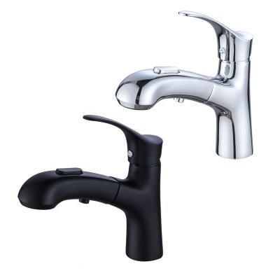 China New Design Bathroom Faucets Metered Single Lever Handle Basin Mixer Tap Sink Faucet With Two Function Pull Out Sprayer for sale