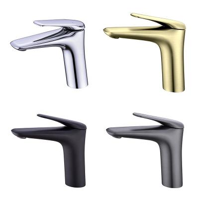 China Modern High Quality Single Handle Metered Bathroom Faucets Golden Faucet Brushed UPC Caravan Deck Mounted Basin Water Tap Brass Faucets for sale