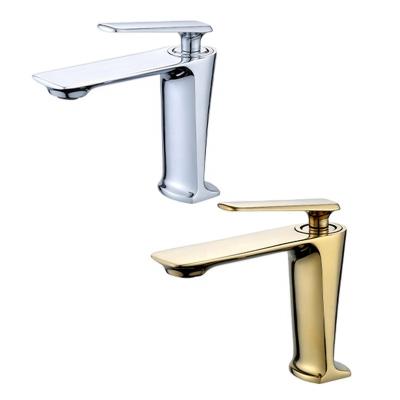 China Modern Basin Faucet Luxury Matte Gold Brass Metered Countertop Deck Mount Sink Faucet Hotel Bathroom Faucets Faucets for sale