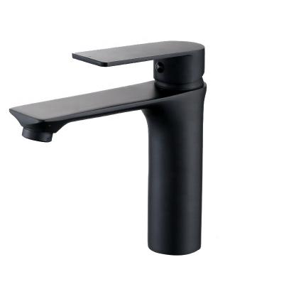 China Modern Simple Water Tap Waterfall Wash Face Basin Sink Metered Black Mixer Tap Basin Faucets Brass Handle Taps Modern Simple Water Tap for sale