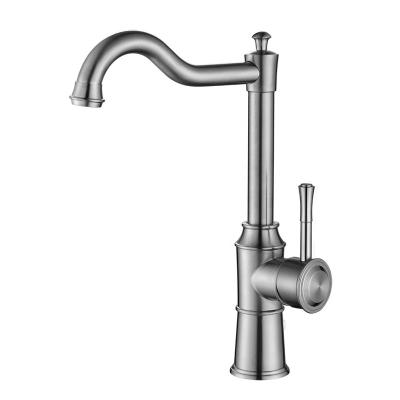 China VEMUSE 304 Stainless Steel Kitchen Sink Mixer Tap Contemporary Brushed Single Handle Kitchen Faucet for sale