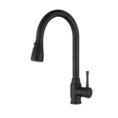 China 304 Stainless Steel Contemporary Kitchen Faucet Matte Black Kitchen Sink Faucets With Pull Down Sprayer for sale