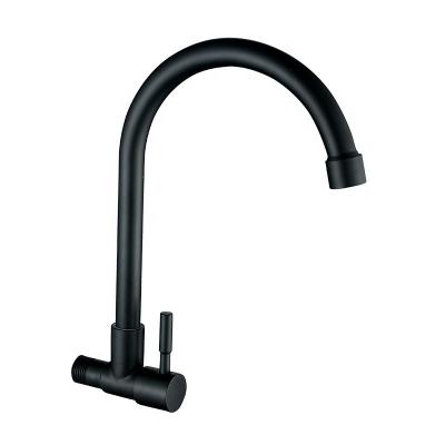 China Contemporary Black 304 Stainless Steel Wall Mount Single Handle Faucet Brushed Home Kitchen Faucet for sale