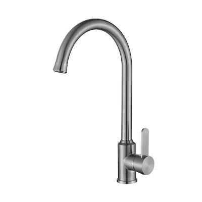 China Contemporary 304 Stainless Steel Faucet Brushed Kitchen Faucet Single Hole Kitchen Faucet Long 360 Degree Sink Kitchen Faucet for sale