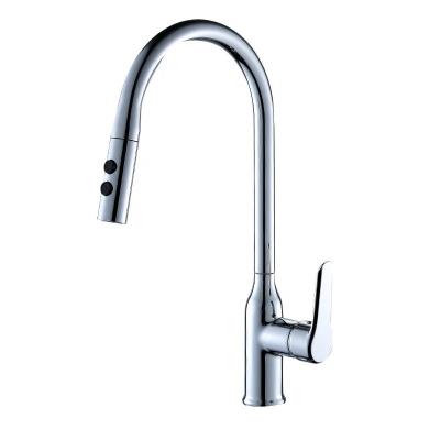 China Contemporary Single Handle Pull Down Sprayer Faucets Rolling Hot Cold Water Sink Mixer Tap Modern Brass Pull Out Kitchen Faucets for sale