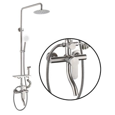 China With Round Sliding Bar Rainshower Factory Stainless Steel 304 Bathroom Shower Sets for sale