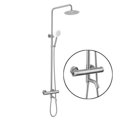 China With Sliding Bar Constant Temperature 304 Stainless Steel Bathroom Shower Head Shower Set Finish System Wall Mounted Full Set for sale