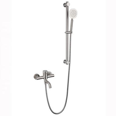 China With Hot Cold 304 Bathroom Shower Set Wall Mounted Shower System Mixer Rainfall Bath Faucet Stainless Steel Bathroom Shower Sets 304 for sale