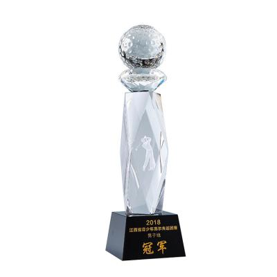 China Europe High Quality Laser Engraving Crystal Golf Clubs Trophy Awards Souvenir Gifts for sale