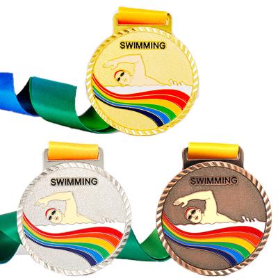 China Custom Nonprofit Organizations Metal Medal Sports Champion Metal Running Swimming Medal for sale