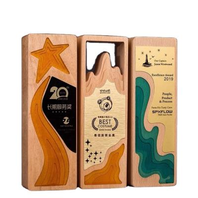 China Europe Grace High End Solid Wooden Crystal Trophies Customized To Make Award Souvenirs To Honor Luxury Wooden Medals for sale