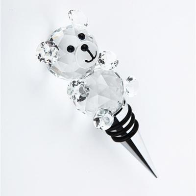 China Viable Baby Gifts Novelty Bear Clear Crystal Bottle Stopper for sale