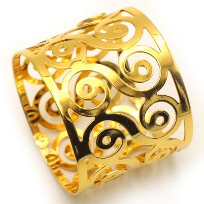 China Viable Grace Round Cavity Gold Metal Decoration Wholesale Cheap Napkin Rings Wedding Napkin Rings for sale