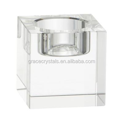 China ECO-frendly Square Clear Cube Glass Tealight Holder for sale