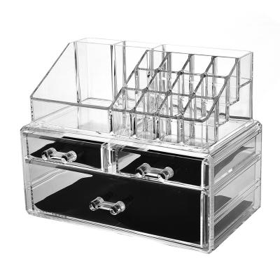 China Grace Plastic Cosmetic Case 360 ​​Rotating Acrylic Organizer Combinable Jewelry Holder Make Up Storage Cosmetic Display Box for sale