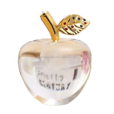 China Folk Art LED Lighting Valentine's Day Gifts 80mm Clear Glass Apple Paperweight Valentines Day Gifts for sale