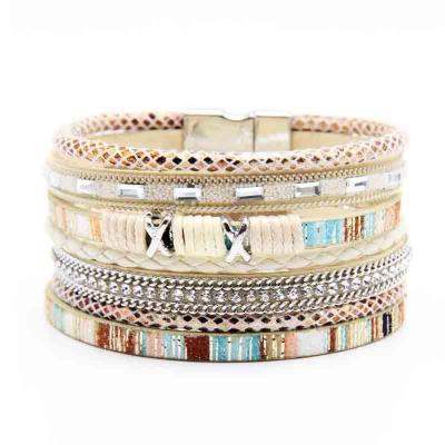 China Wholesale Handmade Bohemian BOHEMIA Women Multilayer Braided Leather Bracelet Jewelry for sale