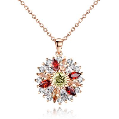 China TRENDY Necklace Woman 2021 Sun Flower Necklace Jewelry Statement Valentine's Day Couples Necklaces for sale