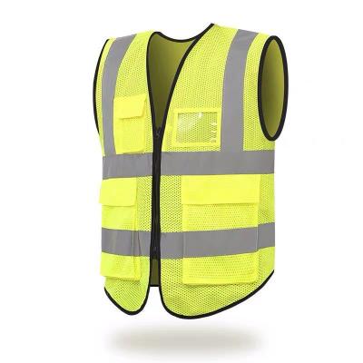 China Mesh Constructions V-neck Cheap Vest Pocket Custom Traffic Yellow Breathable Mesh Reflective Safety Clothing With for sale