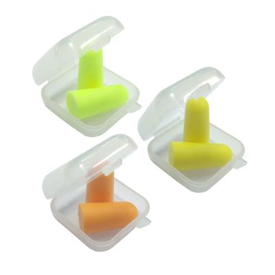 China Safety\Soft Ear Sleep PU Custom Soundproof Soft\Comfortable Plug Foam Earplugs With Plastic Case for sale