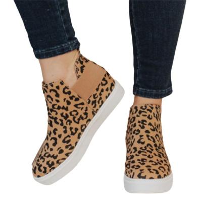 China Hot Sale Fashion Trend Leopard Snake Print Side Zipper Women Casual Sneakers for sale