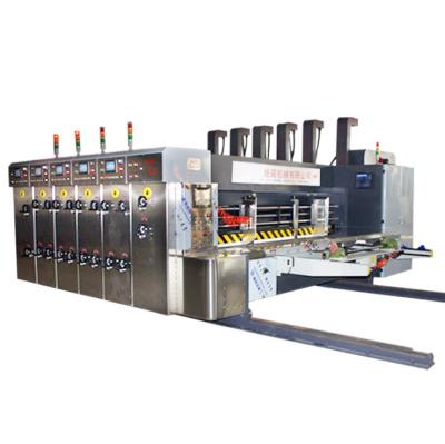 China Cardboard Flexo Corrugated Box Printing Automatic Printer Die Cut Stacking Machine For Pizza Box for sale