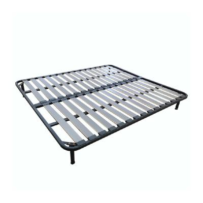 China Ash Poplar Material Silver Double Sided Moistureproof Sticker Metal Folding Adjustable Bed Frame 1600*1900MM Foldable Queen Base for sale